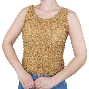 Vintage 90s Gold Brown Bubble Popcorn Shirt